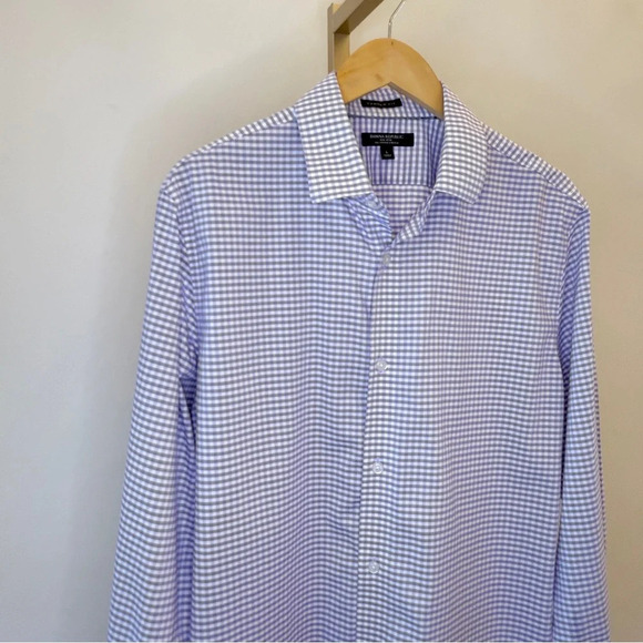 Banana Republic Men's L Camden Fit Purple Check Long Sleeve Button-Up Shirt - Picture 3 of 14
